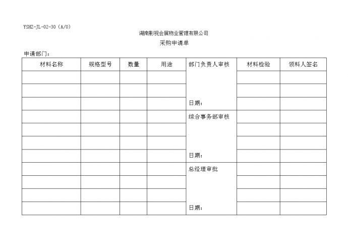 湖南某物业管理公司采购申请单（1页）.doc_图1