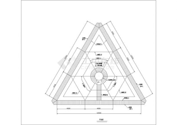 三面钢结构三角广告牌结构设计图纸-图二