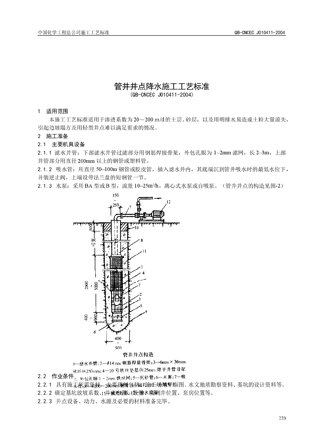 QB-CNCEC J010411-2004 管井井点降水施工工艺标准