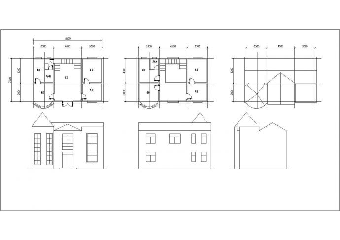 两层实用性自建房设计施工cad平立面方案图纸_图1