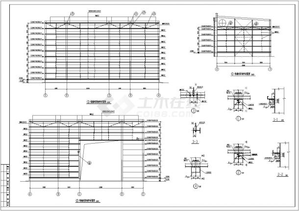 钢框架结构生产厂房结构设计cad施工图-图二