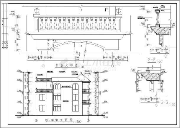 某三层豪华别墅建筑设计全套CAD施工图（详细大样图）-图一