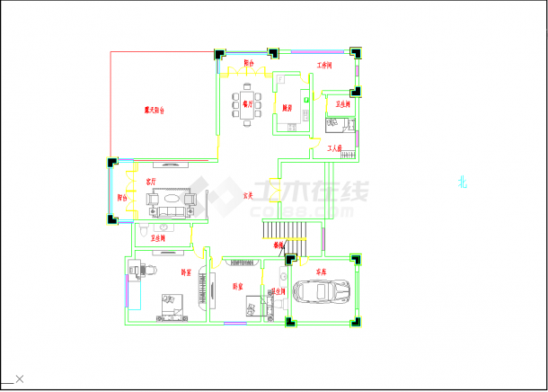 某一层独栋别墅建筑规划设计平面图-图一