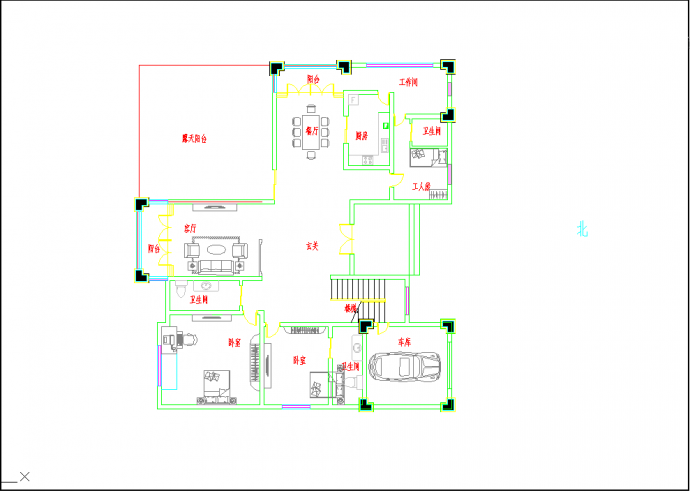 某一层独栋别墅建筑规划设计平面图_图1