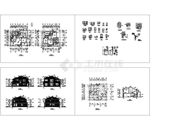 郊区二层双拼别墅建筑设计施工图（经典别墅）-图一