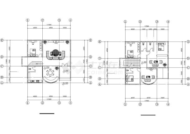 12个现代别墅建筑设计cad方案图（平立面齐全）-图一