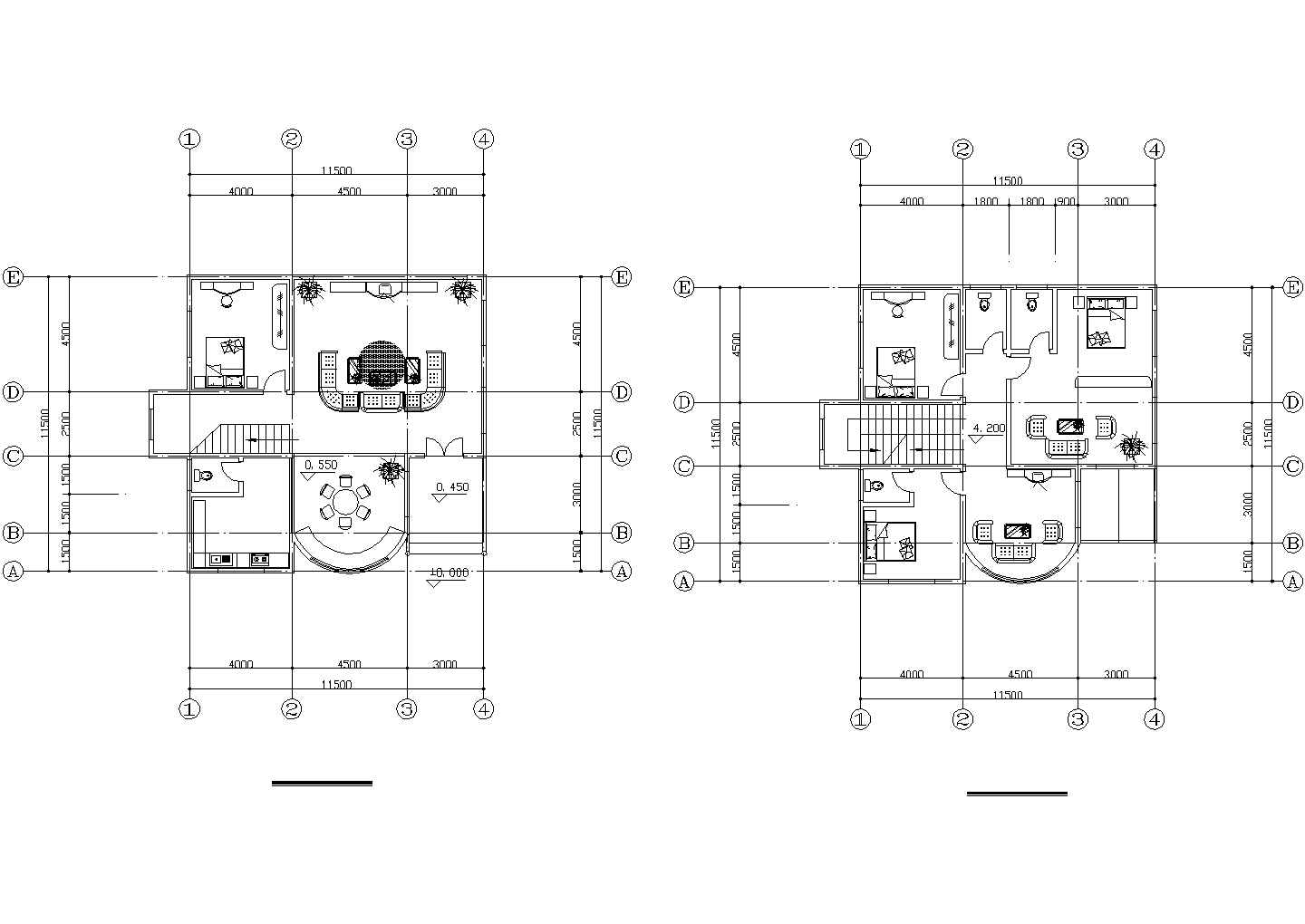 12个现代别墅建筑设计cad方案图（平立面齐全）