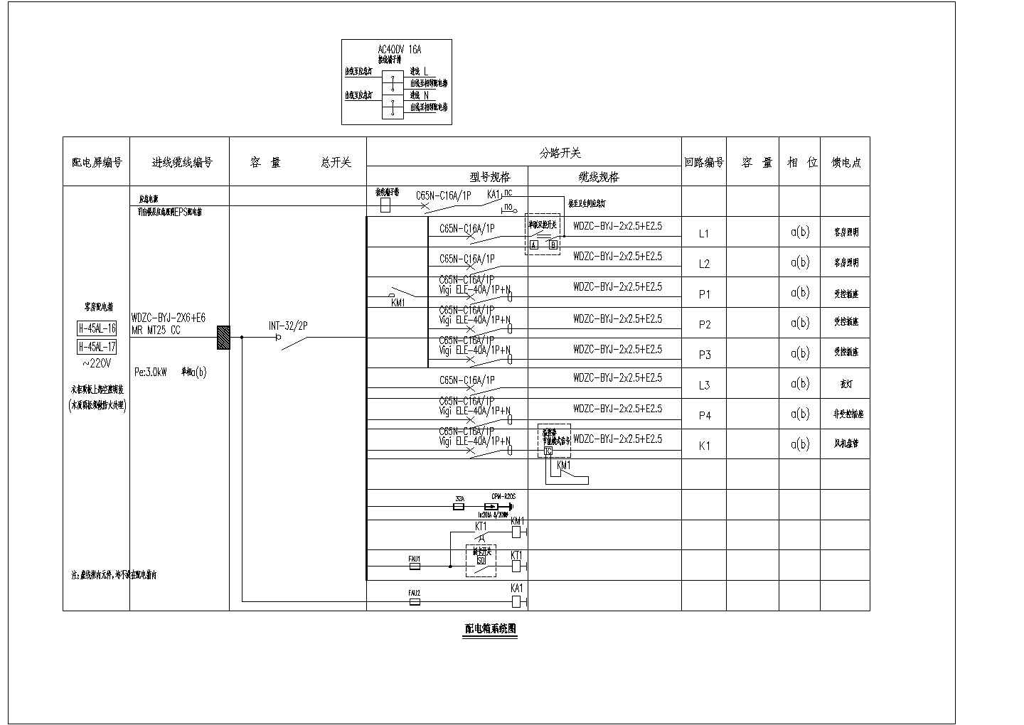 5星酒店客房电气系统图cad图纸