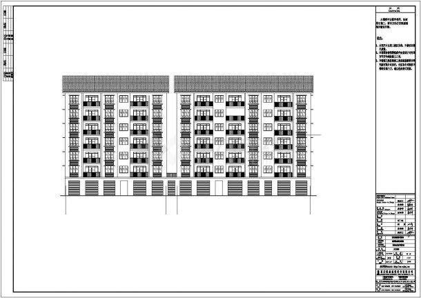 某七层两个单元住宅楼建筑CAD施工图-图一