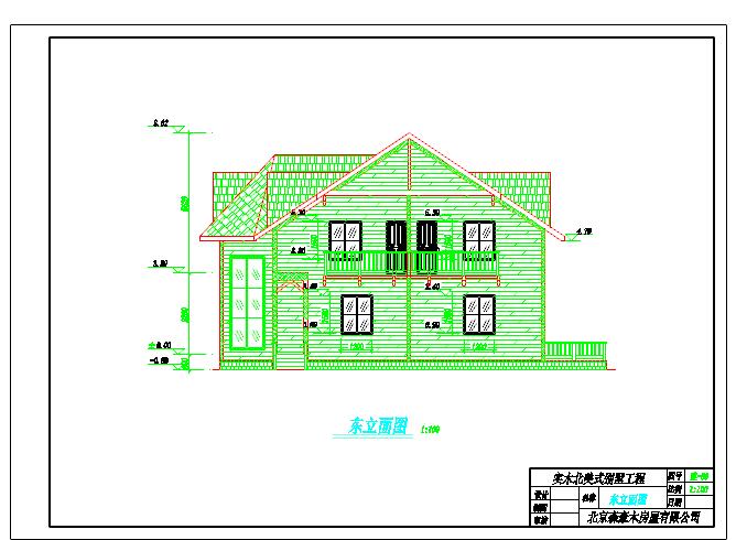 实木结构两层别墅建筑设计cad施工图