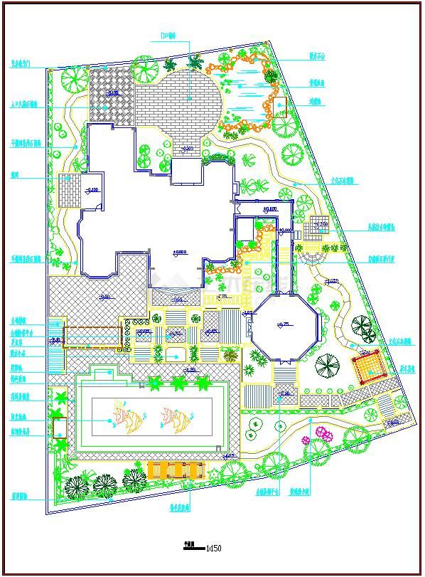 高级私家花园景观布置CAD设计平面图-图一