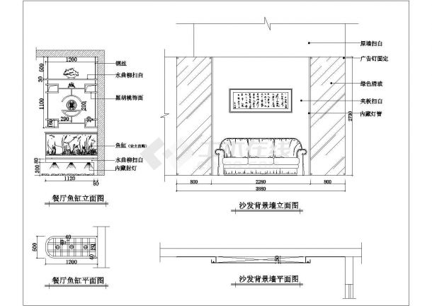 清爽简洁二层别墅室内装修设计CAD图-图二