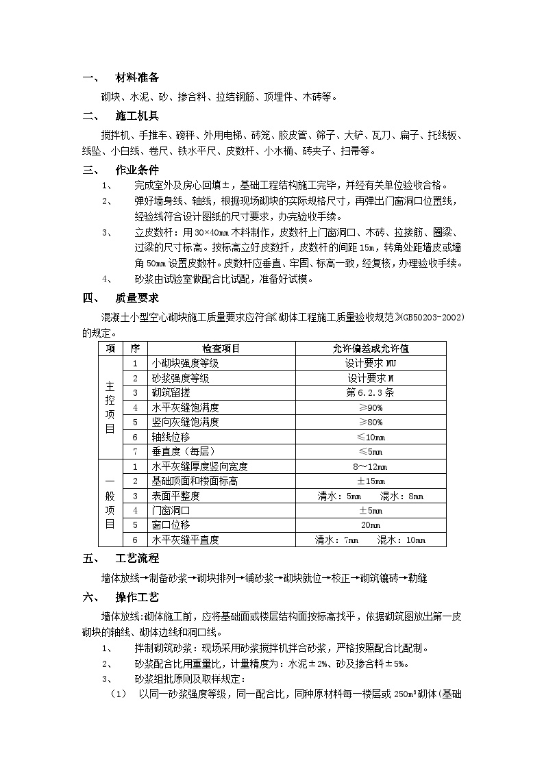 施工技术交底-砖块砌筑工程.doc-图一