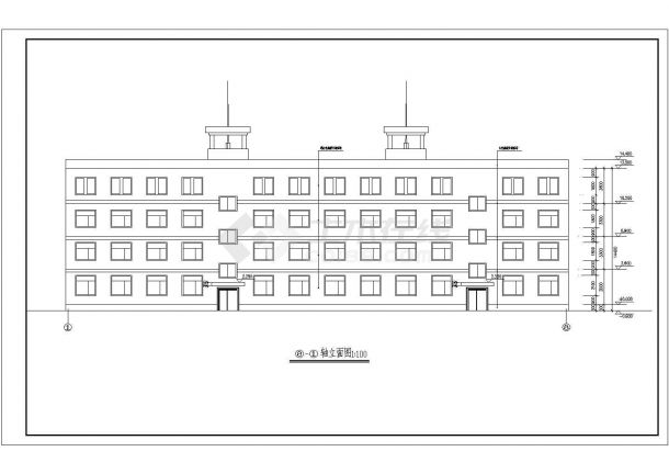 企业自用四层办公楼建筑设计施工cad平立面方案图纸-图二