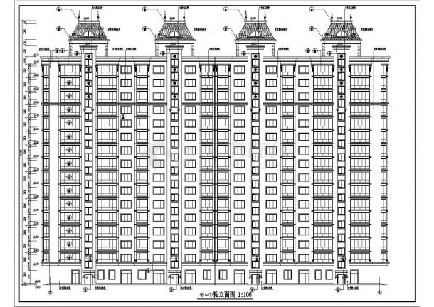 16层底商住宅楼带塔顶建筑设计施工cad平立面布置图纸-图一