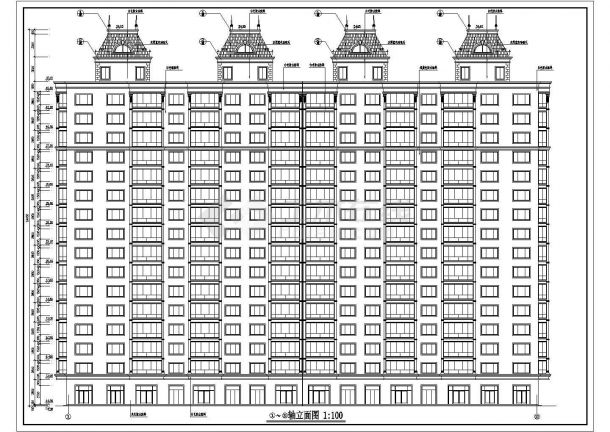 16层底商住宅楼带塔顶建筑设计施工cad平立面布置图纸-图二