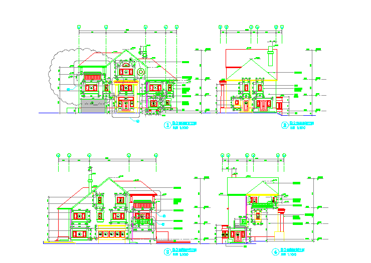 某别墅群建筑cad设计施工图纸含cad模型设计（含不同别墅户型图）