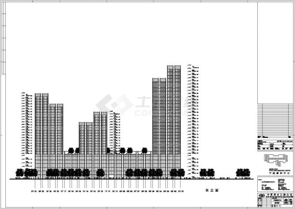 某三十三层中心高层商住楼办公楼建筑cad设计施工图（含模型照片及效果图）-图一