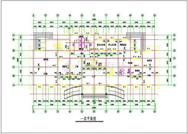 中型医院一二层设计规划cad平面布置方案图纸-图一