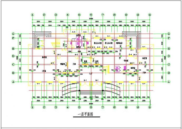 中型医院一二层设计规划cad平面布置方案图纸_图1