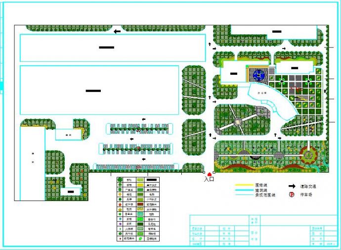 特大型企业厂区景观大面积绿化施工cad平面布置图纸_图1