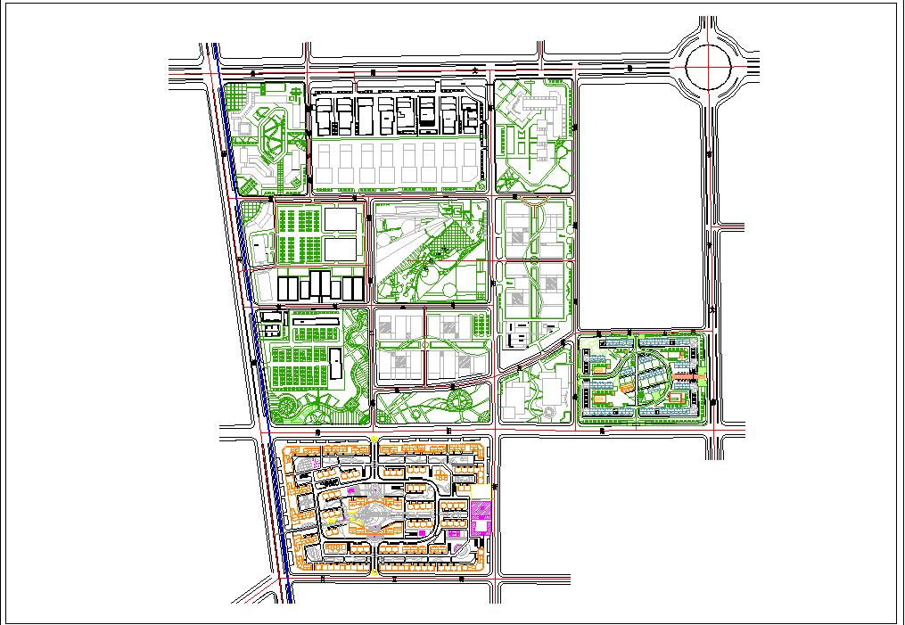 某城市经济技术开发区产业园总体规划设计cad平面布置图