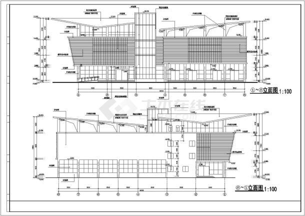 某小区会所建筑设计施工图，含效果图-图一