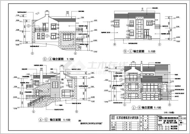 瓦房坡屋顶别墅住宅建筑设计CAD施工图-图一