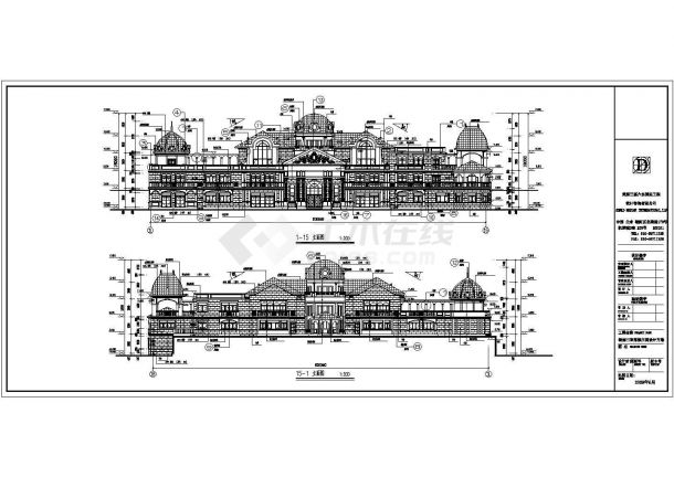 海南三亚欧洲古典庄园古堡式别墅设计施工cad平立面方案图纸-图一