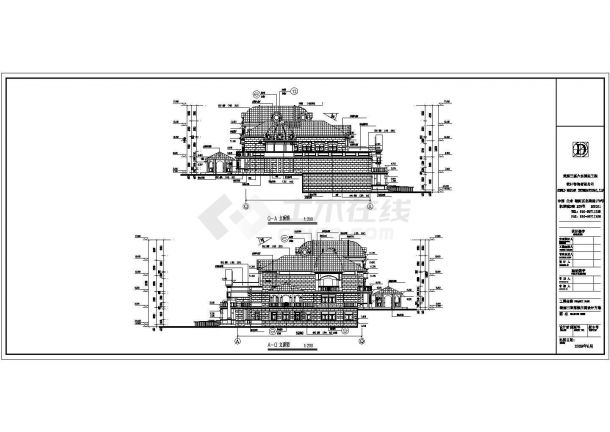 海南三亚欧洲古典庄园古堡式别墅设计施工cad平立面方案图纸-图二