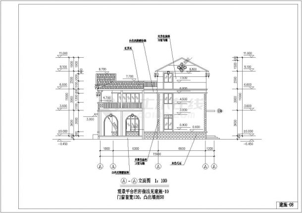 419平米三层别墅住宅建筑设计CAD施工图-图二