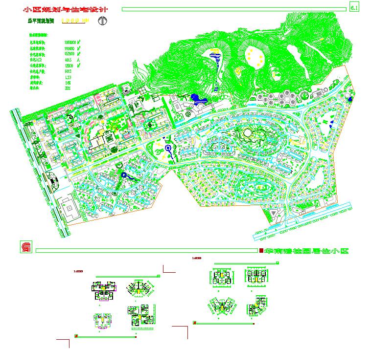广东碧桂园高档住宅小区总体规划设计cad施工布置图带主推户型图