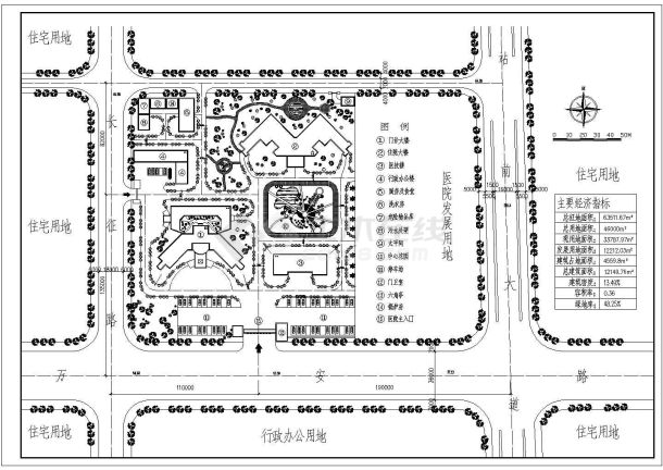 某医院总体及建筑设计CAD方案图（含规划图）-图二