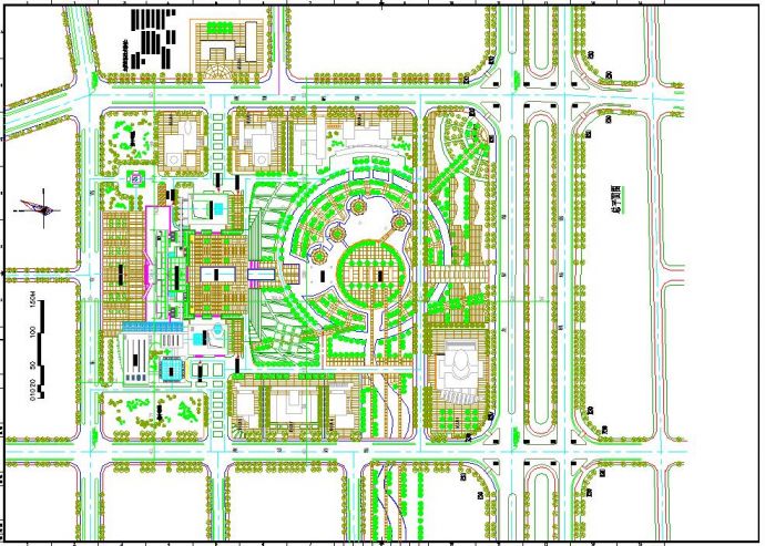 广西某行政服务中心规划设计cad总平面布置图_图1