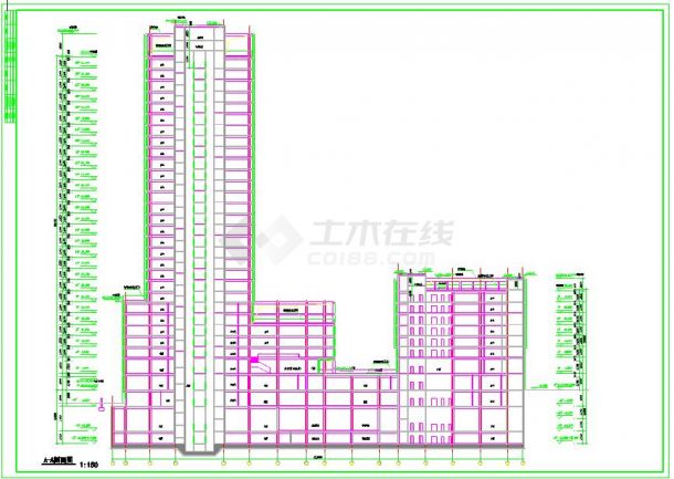 高层办公楼全套建筑设计CAD施工图纸-图二