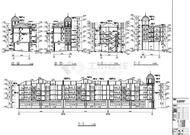广东东莞四层单元式住宅楼洋房一梯二户建筑设计施工cad平立面方案图-图二