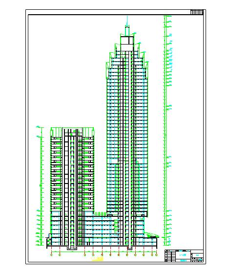 198米四十四层高层办公楼建筑设计CAD施工图_图1