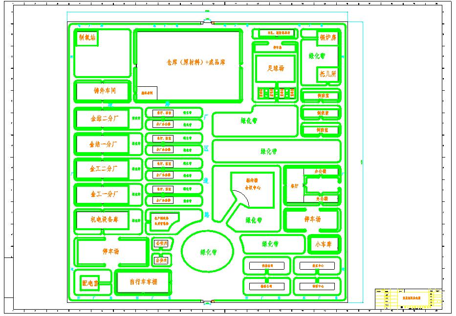 河北唐山特大型企业规划设计cad总平面布置图纸