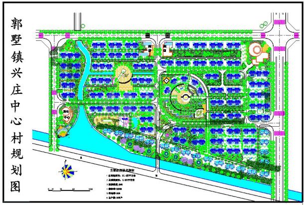 沿河新农村景观绿化设计施工cad平面规划图纸-图一