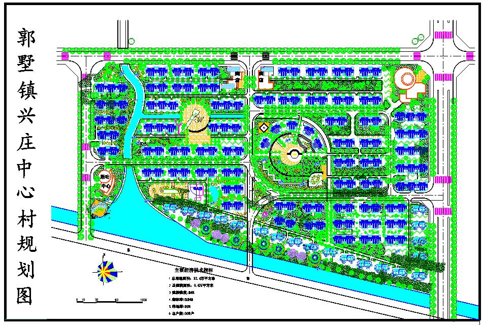 沿河新农村景观绿化设计施工cad平面规划图纸