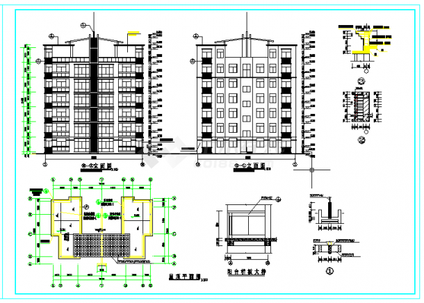5套多层住宅楼建筑、结构、水电施工图纸-图一