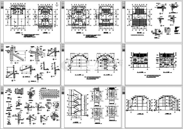 农村徽派马头墙住宅楼施工图-图一