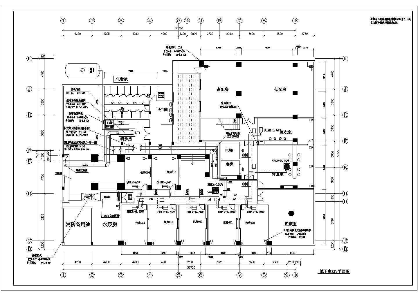 某地区大型宾馆水环热泵设计图（含配置表）