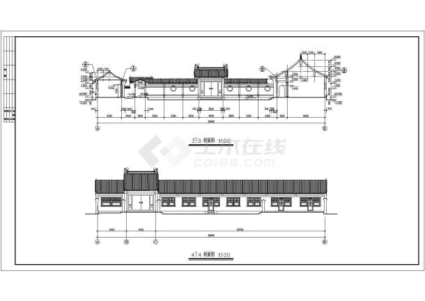 某地四合院建筑设计图纸（共4张）-图一