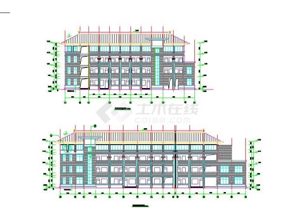 经典大气的四层教学楼建筑设计图-图一