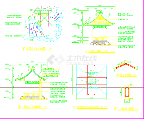 中国式凉亭详细规划设计CAD施工图-图一