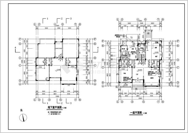 某高档别墅居住小区建筑设计CAD图纸（包括地下室阁楼）-图二