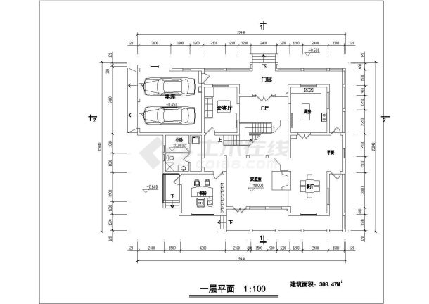 某388.47平方米特色别墅建筑方案图-图二