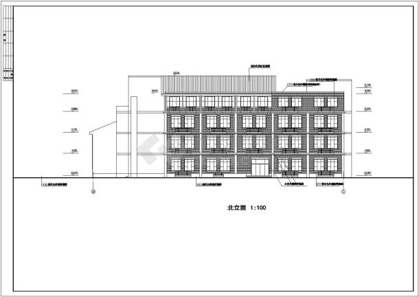 上海某四层大型图书馆建筑设计cad施工图-图二