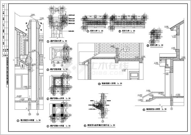 广东某地区经典别墅CAD施工图纸-图二